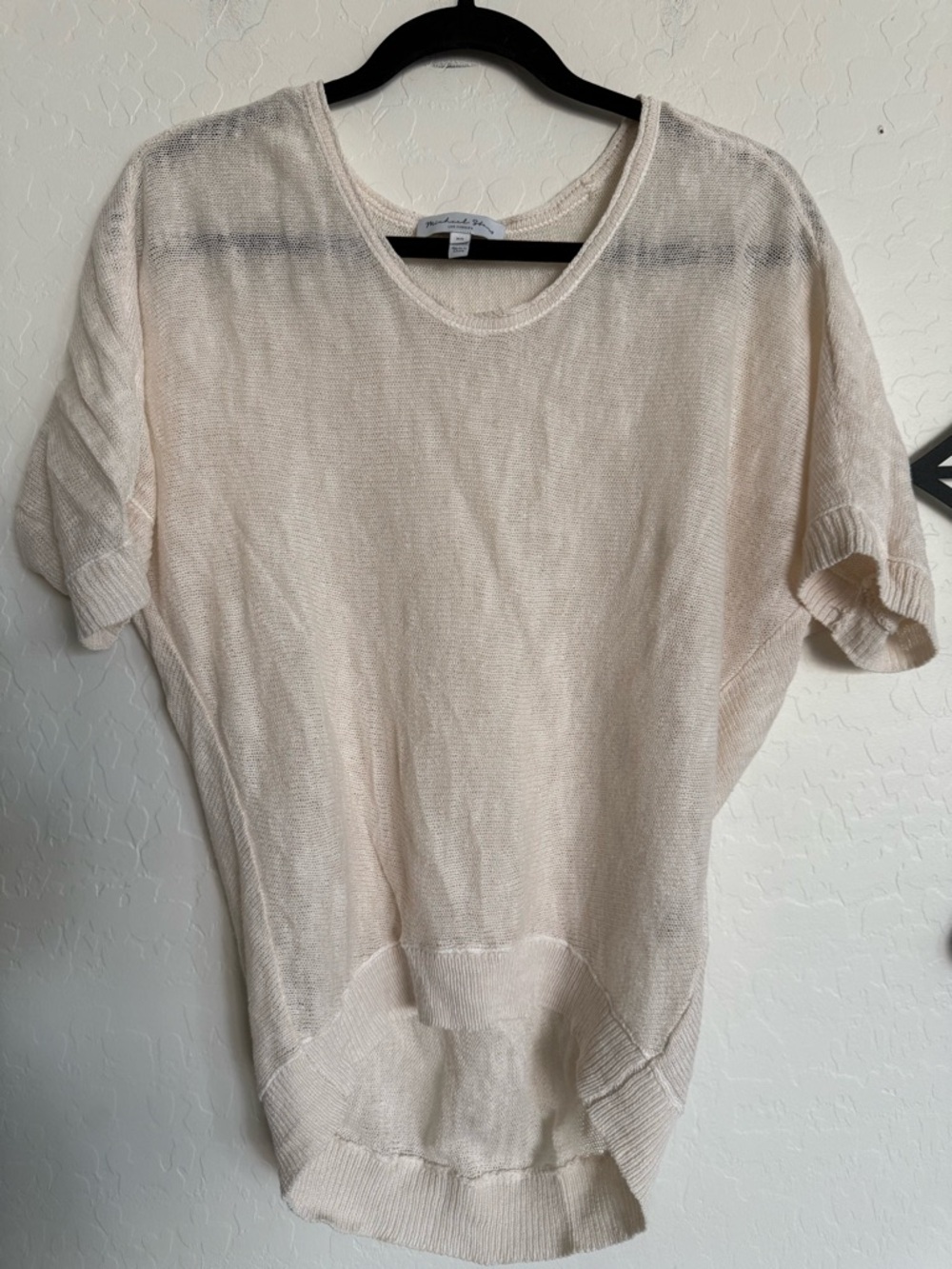 MICHAEL STARS Linen/Cotton Blend Cream Knit Dolman Sweater - XS